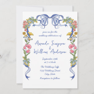 Convite Funky Hand Drawn Retro Casamento