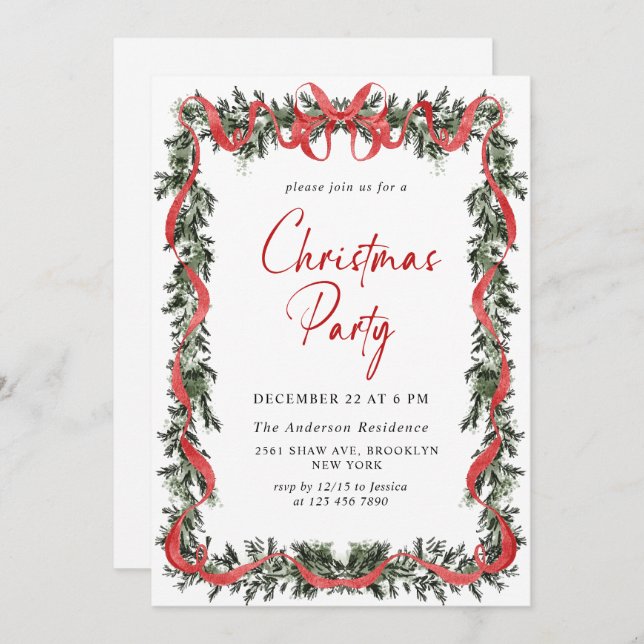 Convite Funky Hand Drawn Whimsical Christmas Holiday Party (Frente/Verso)