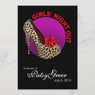 Convite Funky Leopard Stiletto Girls Night Out