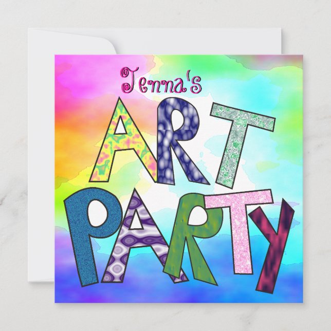 Convite Funky Letters Birthday (Frente)