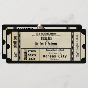 Convite Funky Playbill Casamento Silver Metallic Invite