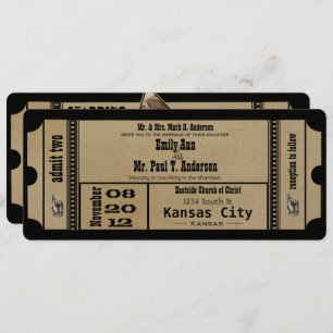 Convite Funky Playbill Casamento Silver Metallic Invite