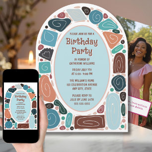 Convite Funky Retro Birthday Invent Modern