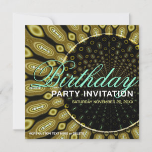 Convite Funky Solar Sunflower Olive Green + Mint Party