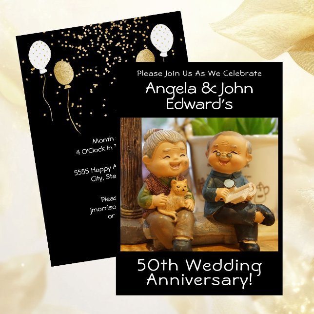 Convite Funny 50th Wedding Anniversary with Couple's Names (Funny 50th Wedding Anniversary with Couple's Names Invitation)