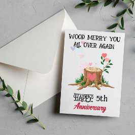 Convite Funny 5th Wood Anniversary Card with Custom Photo
