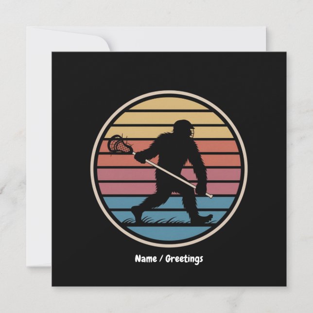 Convite Funny Bigfoot Sasquatch Lacrosse Vintage Sunset (Frente)