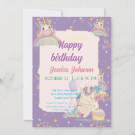 Convite Funny Birthday Unicorn