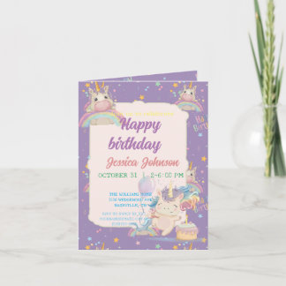 Convite Funny Birthday Unicorn
