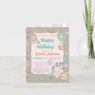 Convite Funny Birthday Unicorn