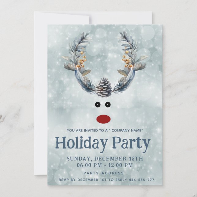 Convite Funny boho pine cone rendeeiro feriado (Frente)