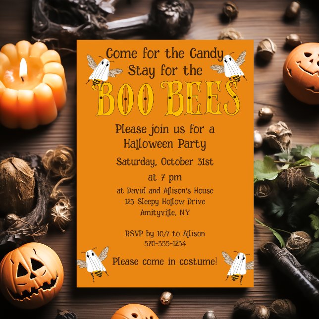 Convite Funny Boo Bees Halloween Party Invitation (Criador carregado)