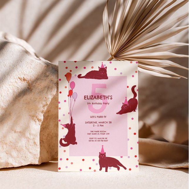 Convite Funny Cats Purrfect Birthday Party (Criador carregado)