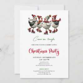 Convite Funny Chickens Festive Red Green Holiday Invites