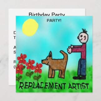 Convite Funny Childlike Replacement Artist Birthday