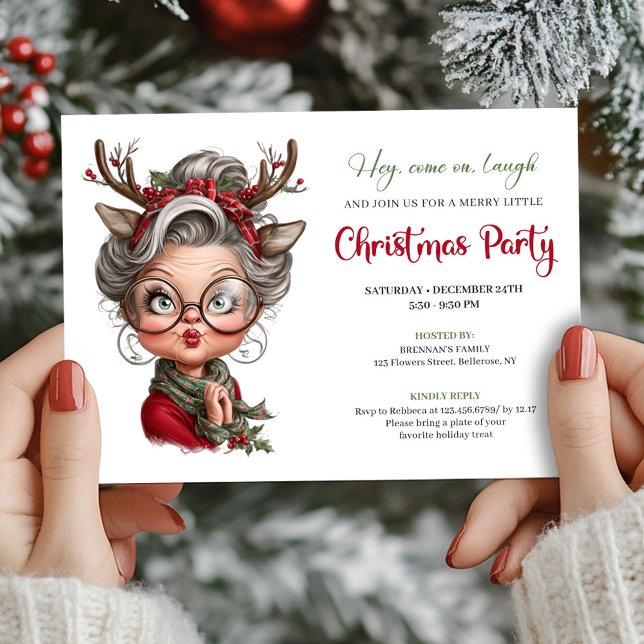 Convite Funny Christmas Granny Festive Party Invitation (Funny Christmas Granny Festive Party Invitation)