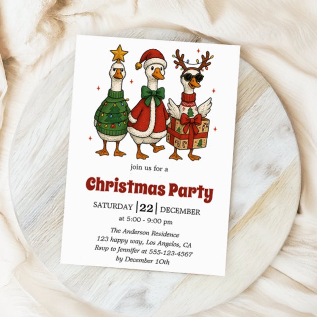 Convite Funny Christmas Party Invitation | Festive Ducks   (Criador carregado)