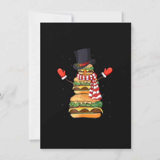 Convite Funny Christmas Snowman Hamburger Xmas Cheeseburge (Frente)