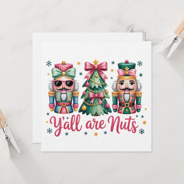 Convite Funny Christmas Y'all are Nuts Invitation (Frente/Verso In Situ)