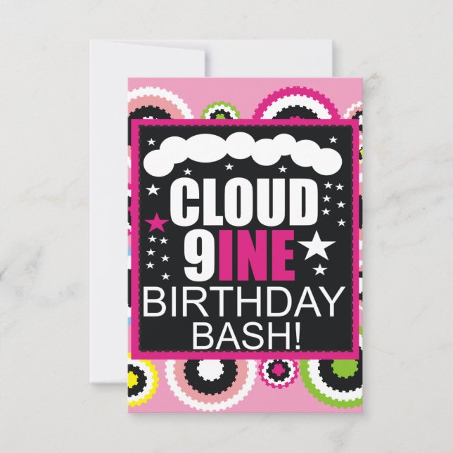 Convite Funny Cloud Nine Cosmic Birthday Party Invitation (Frente)
