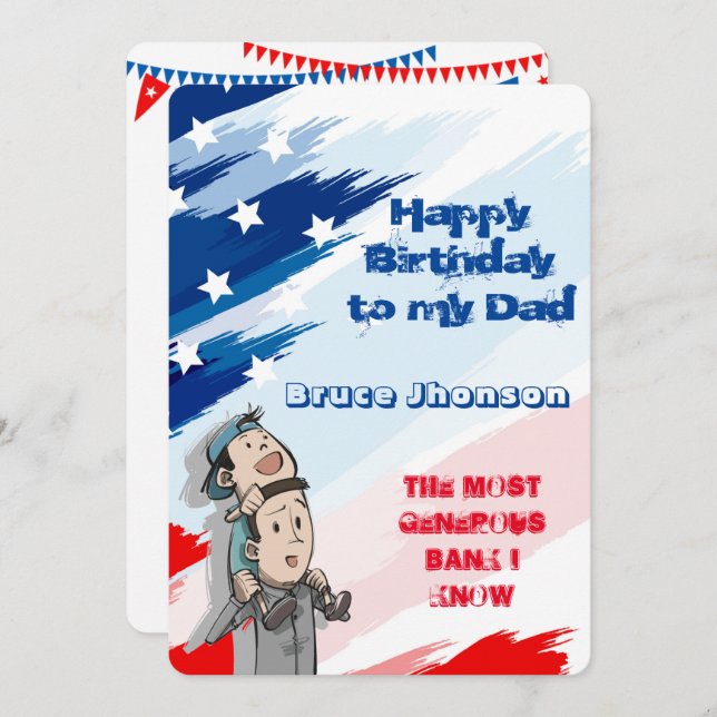 Convite Funny Editable Card for Dad's Birthday (Frente/Verso)