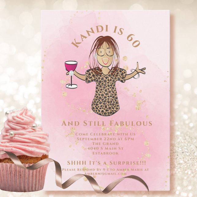 Convite Funny Fabuloso 60 Blush Dourado Étnica 60º anivers (Criador carregado)