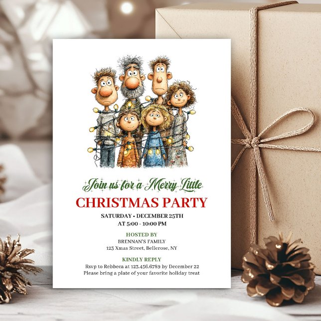 Convite Funny Family Hand Drawn Christmas Party Invite (Funny Family Hand Drawn Christmas Party Invite)