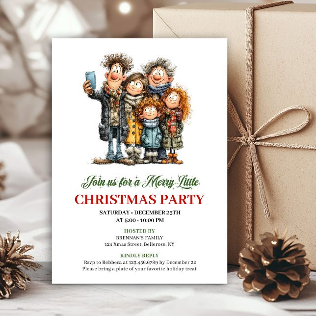 Convite Funny Family Modern Holiday Party Invitation (Funny Family Modern Holiday Party Invitation)