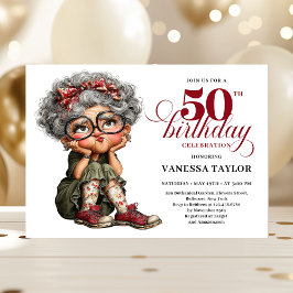 Convite Funny fifty woman humor invite whimsical theme
