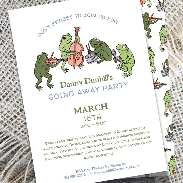 Convite Funny Frog Band Going Away Farewell Invitation (Criador carregado)