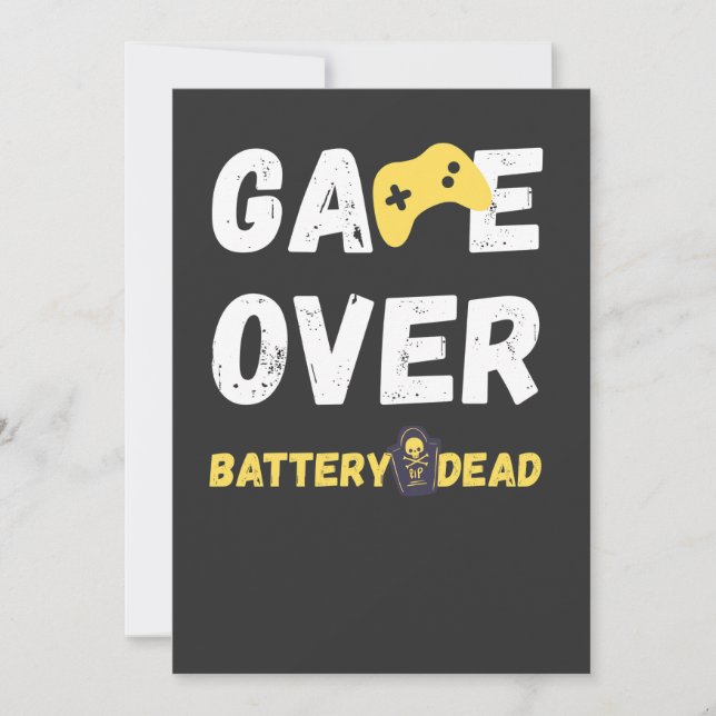 Convite Funny Game Over Battery Dead Art (Frente)