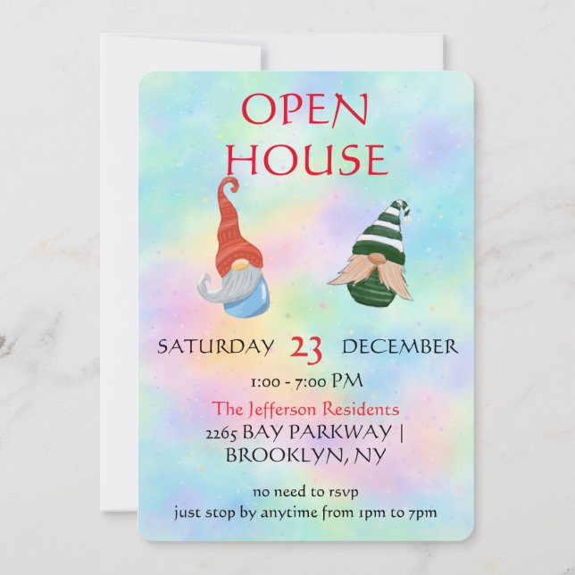 Convite Funny Gnome Party Invitation – Whimsical Cute  (Verso)