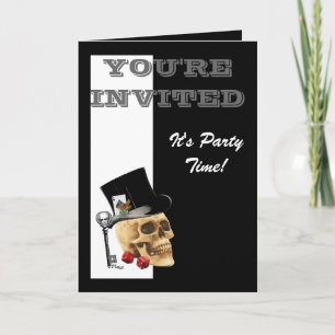 Convite Funny Gothic Steampunk gambling skull