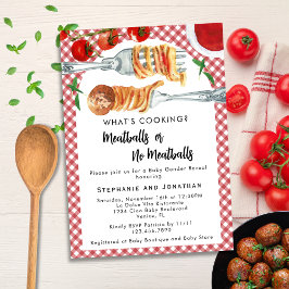 Convite Funny Italian Pasta Meatballs Gender Reveal Party