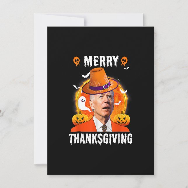 Convite Funny Joe Biden Confused Merry Thanksgiving For Ha (Frente)