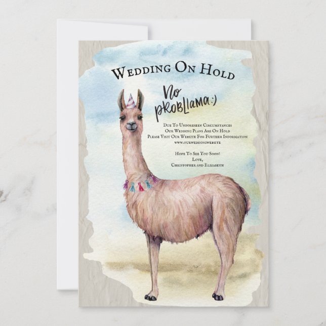 Convite Funny Llama Adiou Em Casamento De Retenção (Frente)