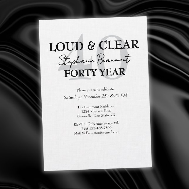 Convite Funny Loud and Clear 40th birthday invitation (Criador carregado)