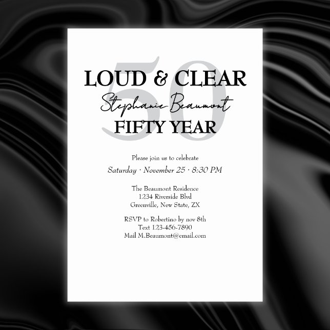 Convite Funny Loud and Clear 50th birthday invitation (Criador carregado)
