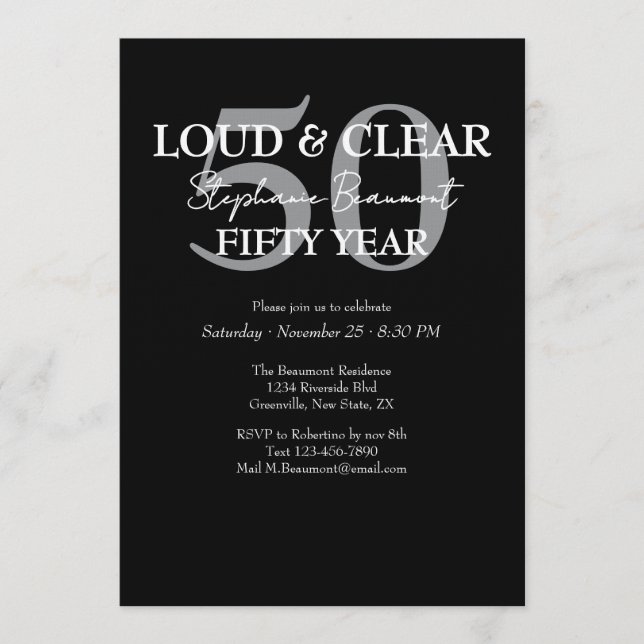 Convite Funny Loud and Clear 50th birthday invitation (Frente)