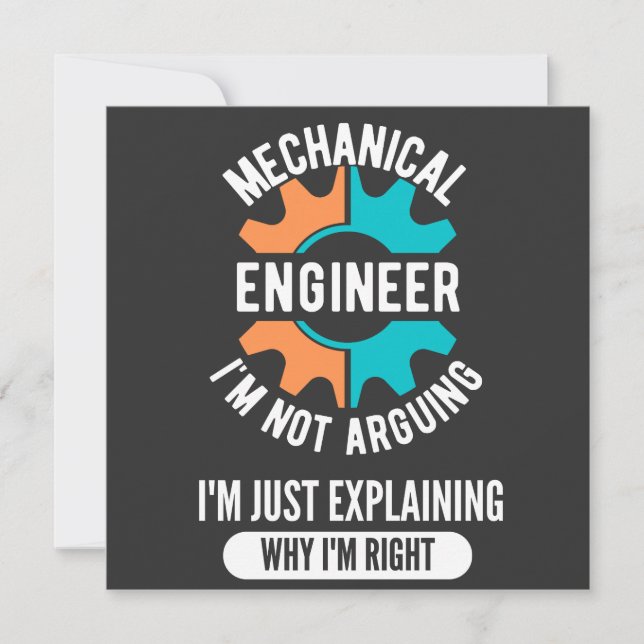 Convite Funny Mechanical Engineer, Mechanical Engineering (Frente)