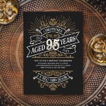 Convite Funny Mens Whiskey 95º Aniversário<br><div class="desc">Celebre o grande 9-5 com estilo e humor com este design de aniversário inspirado no rótulo de uísque vintage. A tipografia negra, dourada e branca é ornamentado e elegante, dando-lhe um toque clássico de retrô-safra. Perfeito para o homem (ou para a mulher!) na sua vida que ama o seu uísque,...</div>