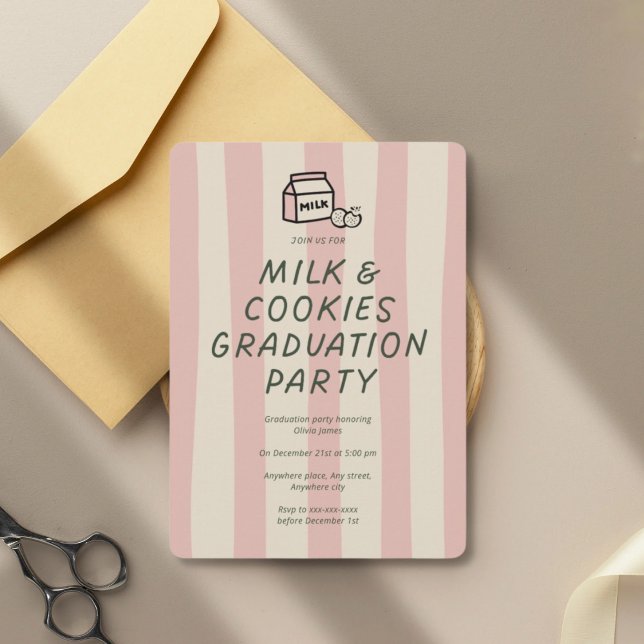 Convite Funny, milk and cookies graduation party  (Criador carregado)