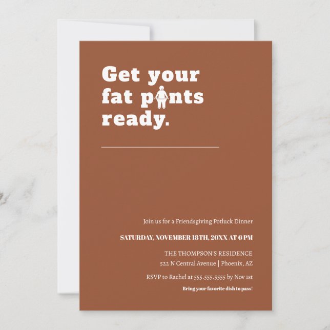 Convite Funny Modern Terracotta Festa de Janto de Ação de  (Frente)