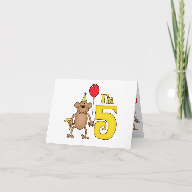 Convite Funny Monkey 5th Birthday (Frente)