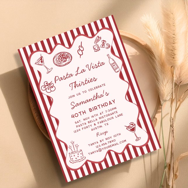 Convite Funny Pasta La Vista Jante italiano aniversário de (Criador carregado)