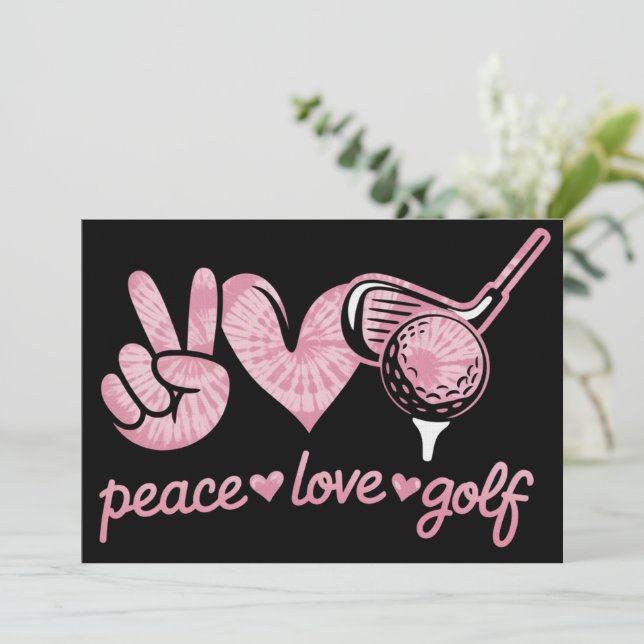 Convite Funny Peace Love Golf Player Sport Lovers  (Em pé/Frente)