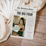 Convite Funny Photo Newspaper 40th Birthday<br><div class="desc">Celebrate the big 4-0 with a Funny Photo Newspaper 40th Birthday Invitation that’s full of personality and humor. Designed to look like a playful newspaper front page, this creative invitation features a standout photo, witty headlines, and fun “news” sections that highlight the birthday milestone. The newspaper-style layout adds a unique...</div>