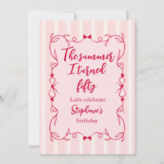 Convite Funny Pink The Summer I Turned Fifty Birthday