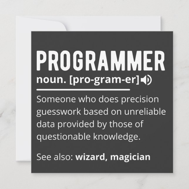 Convite Funny Programmer Code Developer Meaning Definition (Frente)