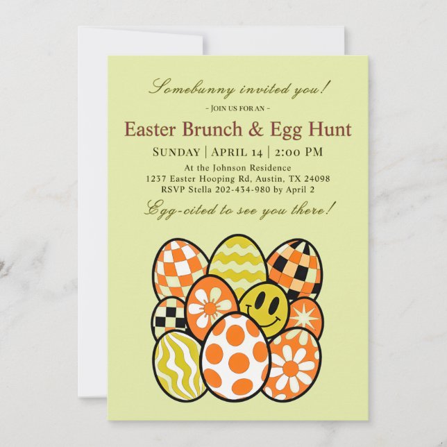 Convite Funny Punny Easter Brunch Party Invitation (Frente)